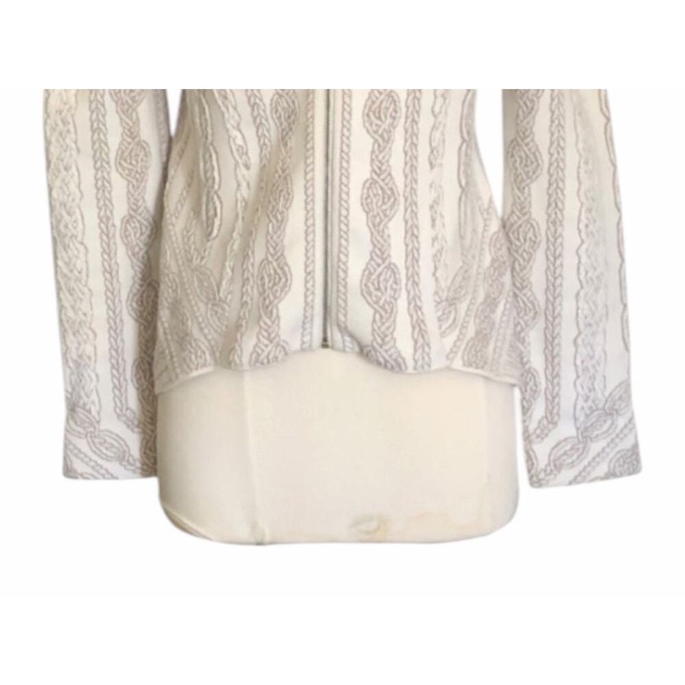 BCBGMaxAzria White Cream Stretch Jacket Front Zip Asymmetrical Hem Women’s XS - Picture 3 of 13